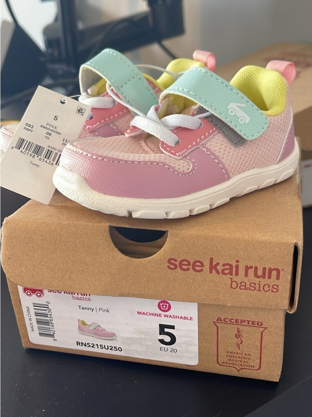 See Kai Run Tenny Sneakers in Pink, Mint & Yellow